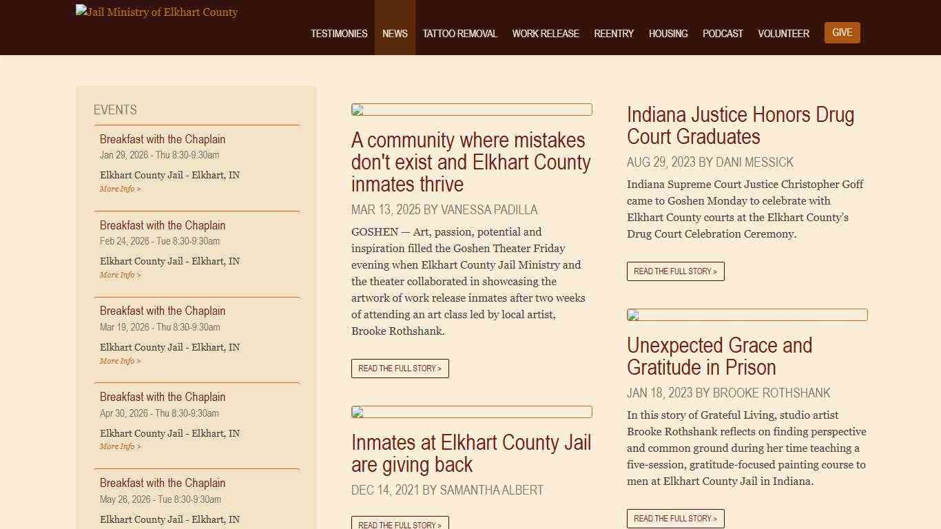 Jail Ministry of Elkhart County - News and Events